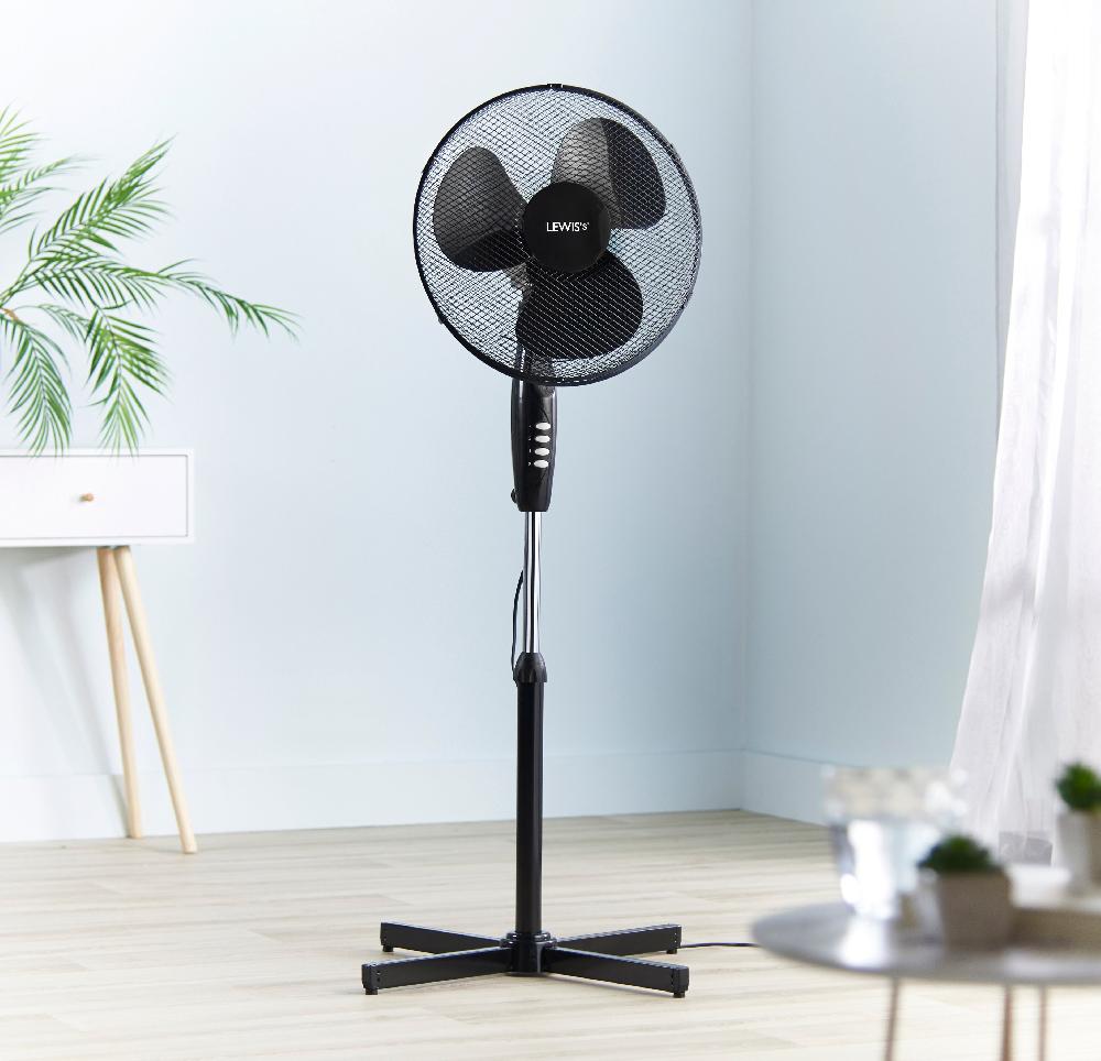 Lewis's Lewis's 16" Black Stand Fan With Push Button Controls & Adjustable Tilt Head