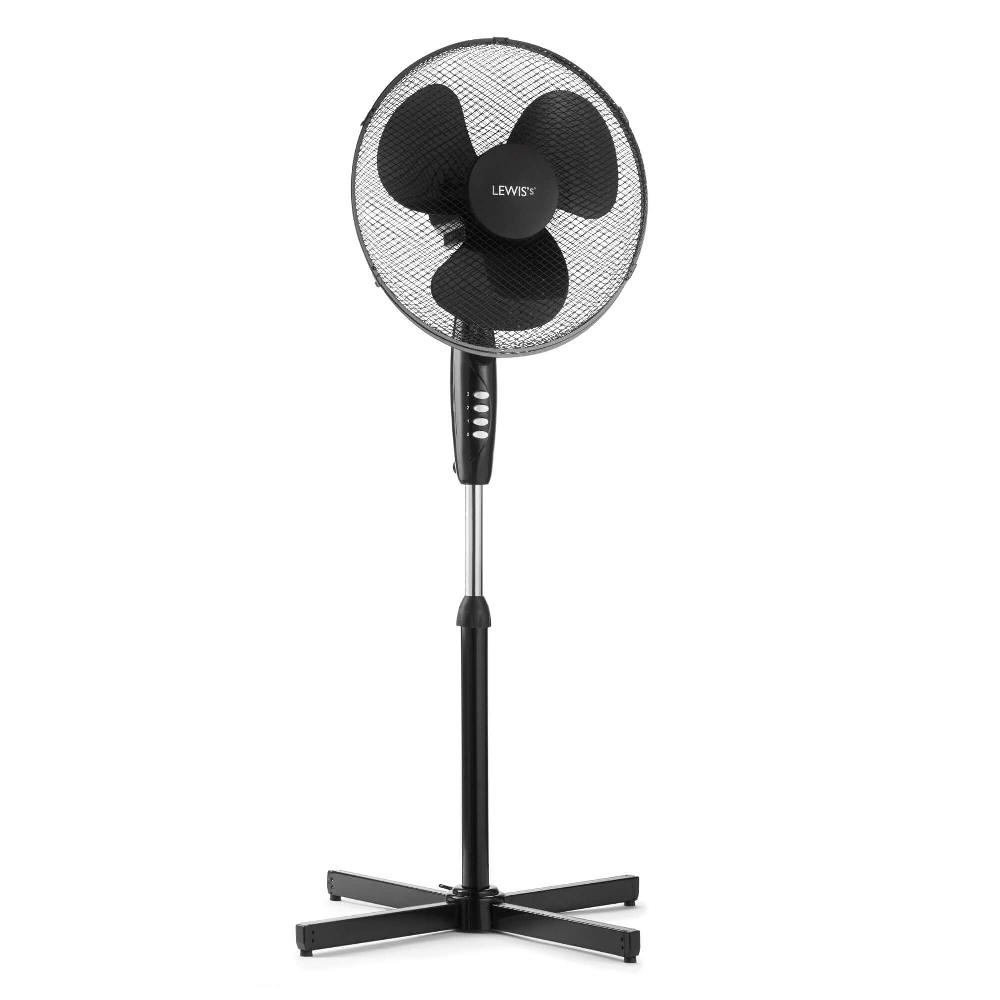 lewis's Lewis's 16" Black Stand Fan With Push Button Controls & Adjustable Tilt Head