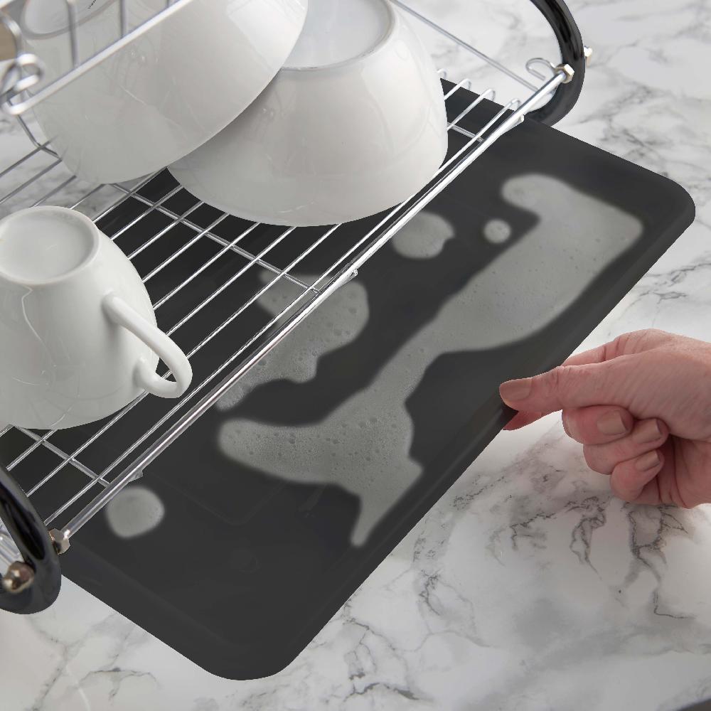 Lewis's Lewis's 2 Tier Dish Drainer For Kitchen Sink - Black