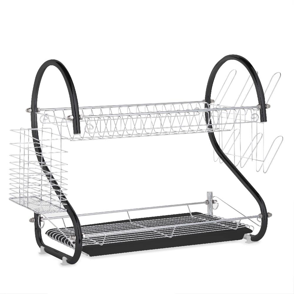 lewis's Lewis's 2 Tier Dish Drainer for Kitchen Sink - Black
