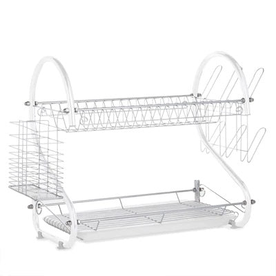 Lewis's Lewis's 2 Tier Dish Drainer For Kitchen Sink - Chrome