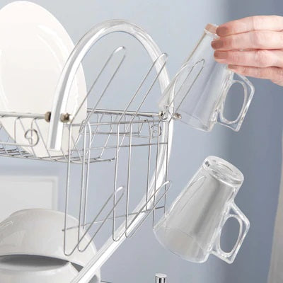 Lewis's Lewis's 2 Tier Dish Drainer For Kitchen Sink - Chrome