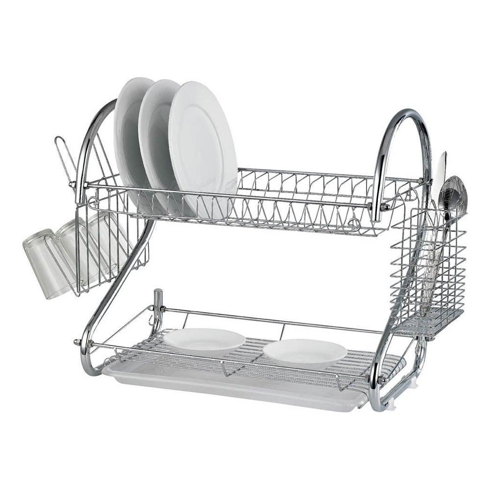 lewis's Lewis's 2 Tier Dish Drainer for Kitchen Sink - Chrome