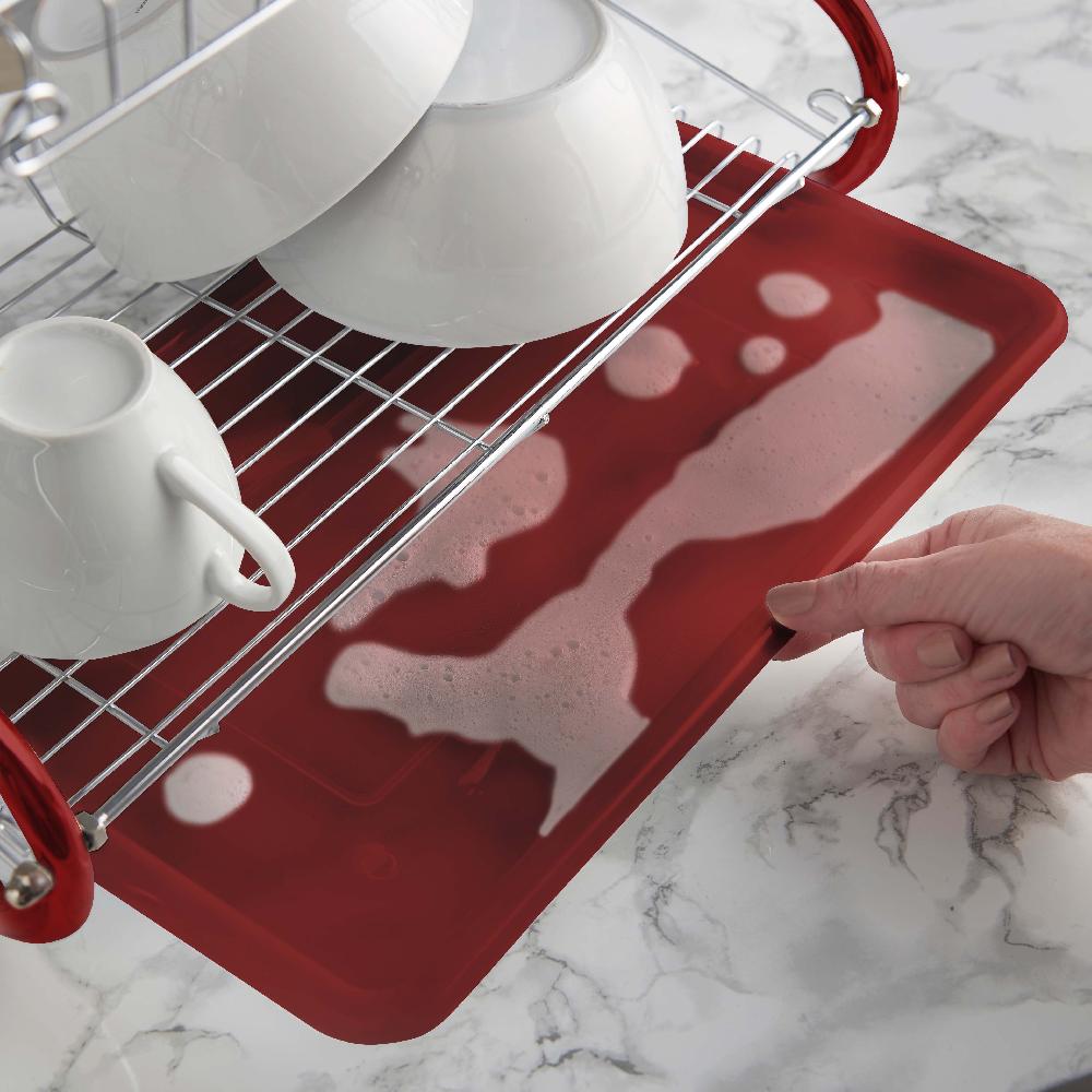 Lewis's Lewis's 2 Tier Dish Drainer For Kitchen Sink - Red