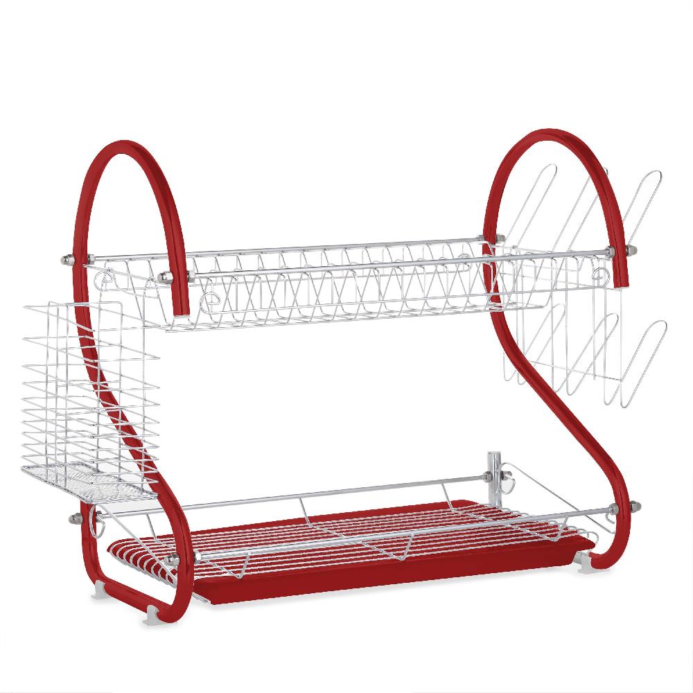 lewis's Lewis's 2 Tier Dish Drainer for Kitchen Sink - Red