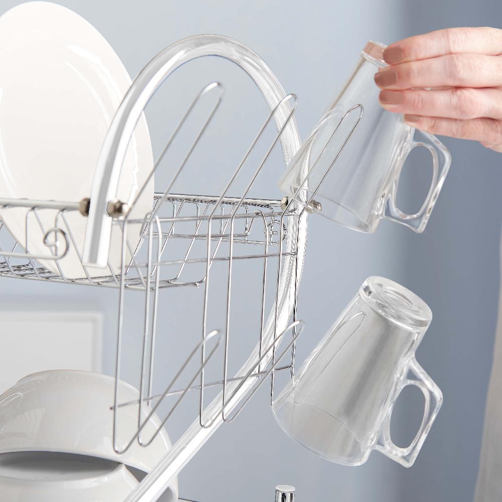 Lewis's Lewis's 2 Tier Dish Drainer For Kitchen Sink - White