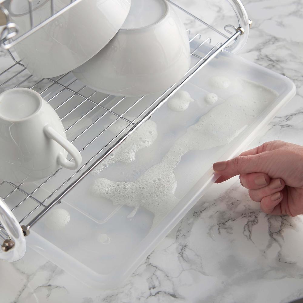 Lewis's Lewis's 2 Tier Dish Drainer For Kitchen Sink - White