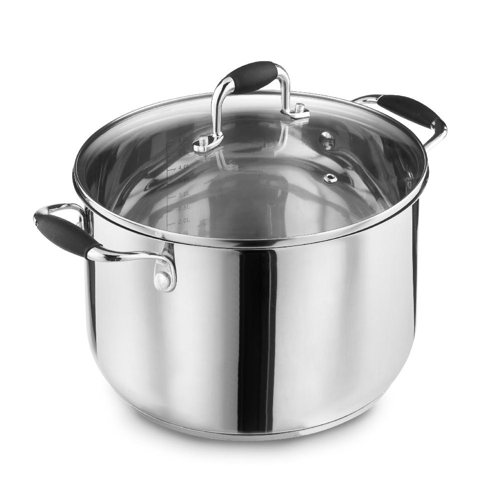lewis's Lewis's 24cm Stainless Steel Stockpot Cooking Pot With Glass Lid Cookware