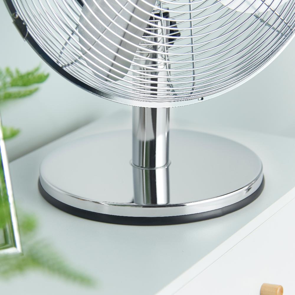 Lewis's LEWIS'S 3 Speed Desk Fan With Tiltable Head - Oscillating Fan - Electric Fan Table Fan Desk Fans Air Con Fan Fans Air Circulator Fan Desk Fan 12 Inch (Chrome 12 Inch)