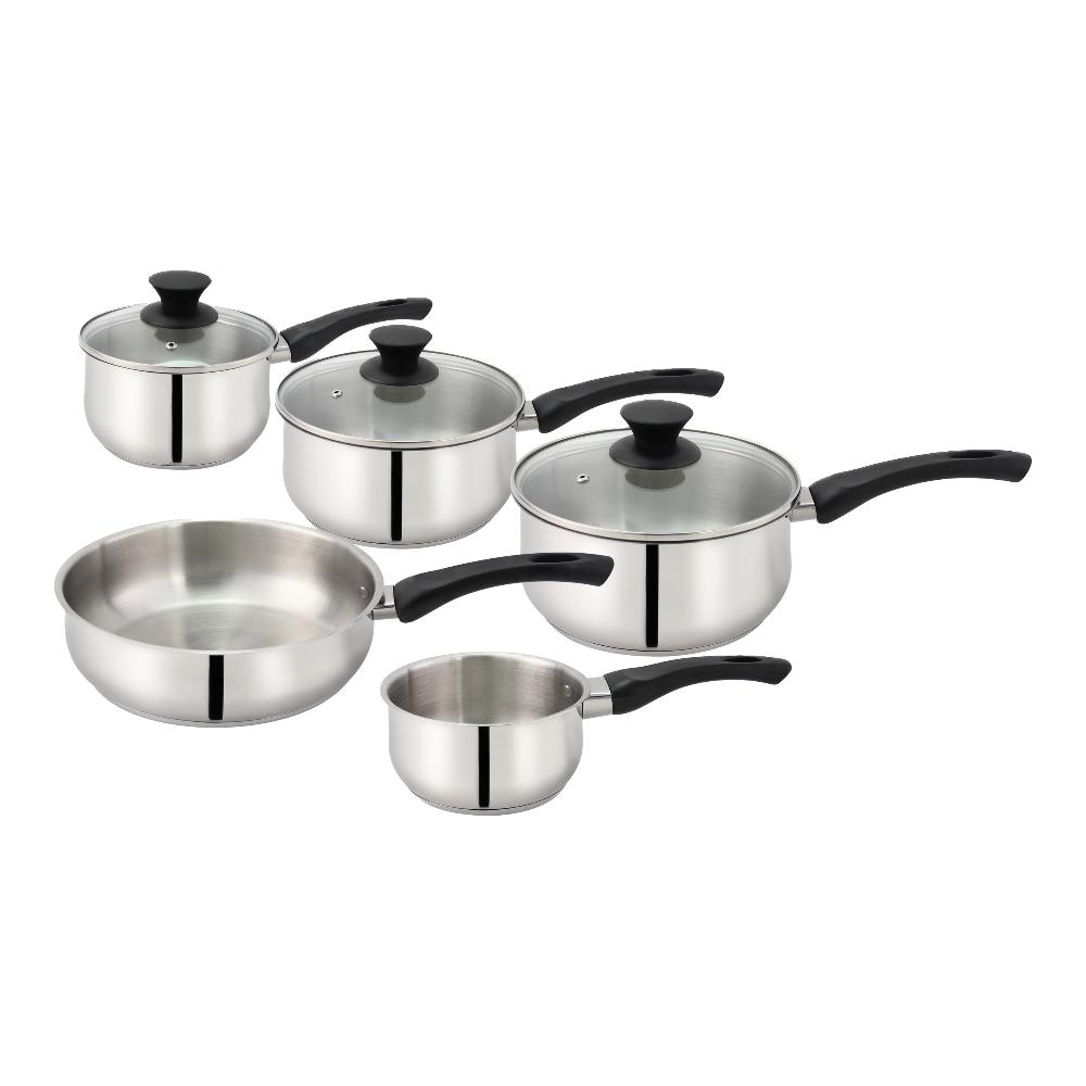 lewis's Lewis's 5 Piece Stainless Steel Pan Set With Bakelite Handle & Knob Home Kitchen