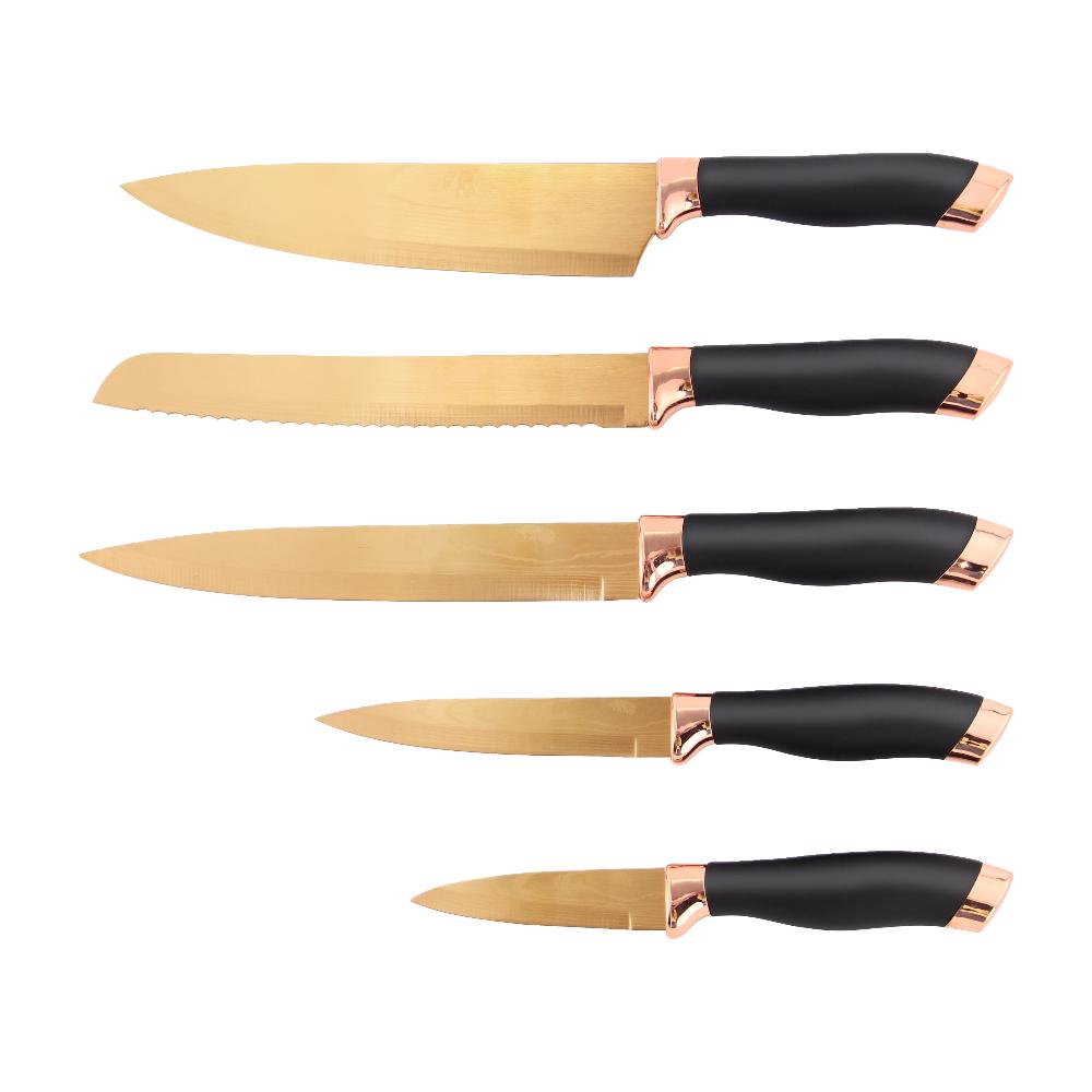 lewis's Lewis's 6 Piece Rose Gold Knife Set with Stand