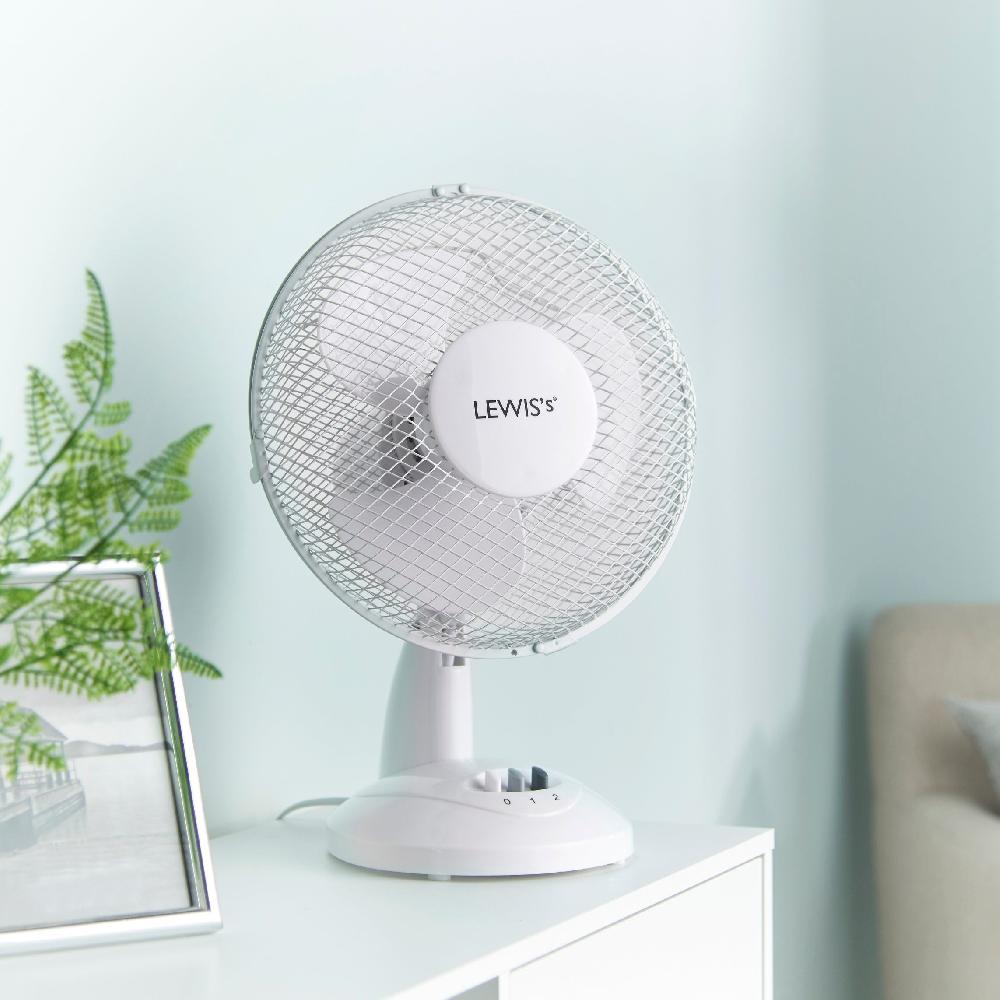 Lewis's Lewis's 9" Tabletop Desk Fan Freestanding Adjustable Tilt Head With 2 Settings