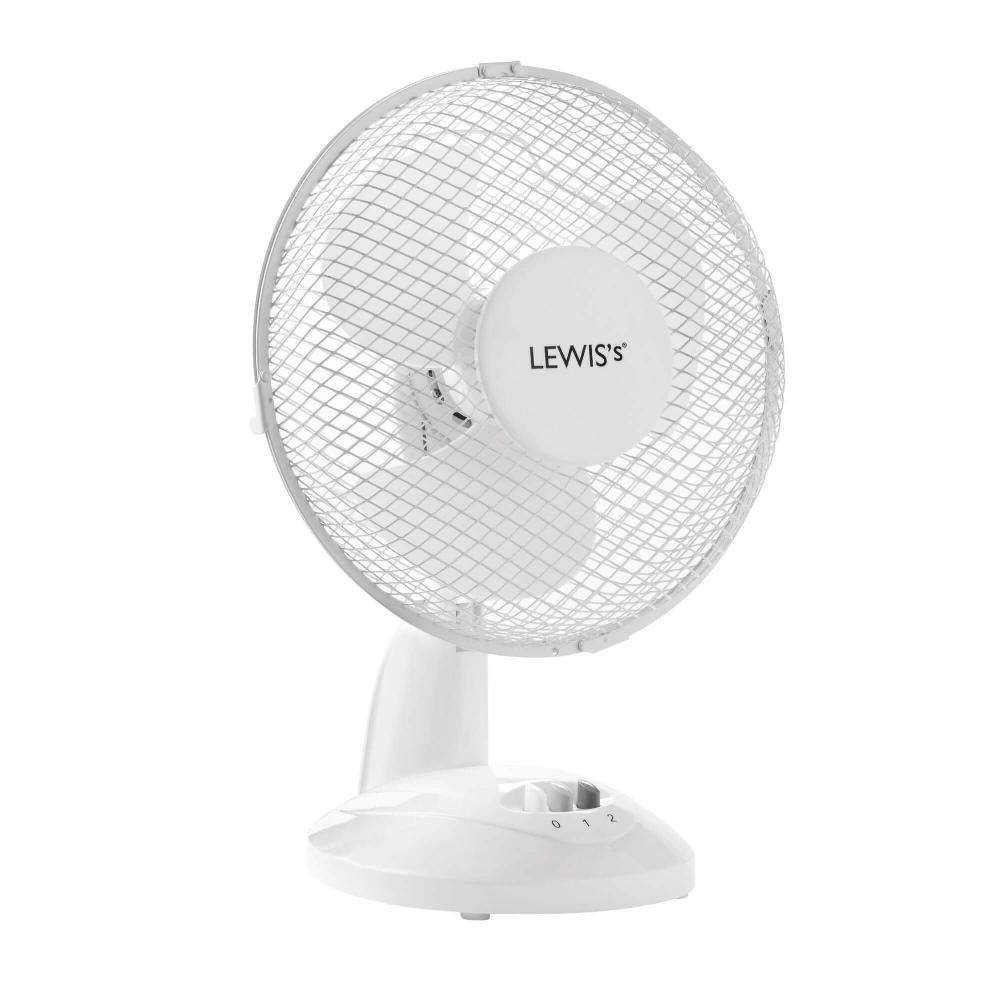 lewis's Lewis's 9" Tabletop Desk Fan Freestanding Adjustable Tilt Head With 2 Settings