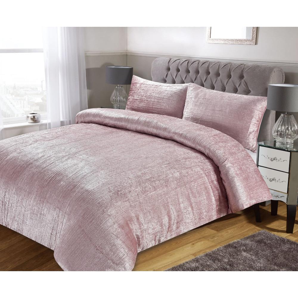 lewis's Adeline Crinkle Duvet Set - Blush Pink