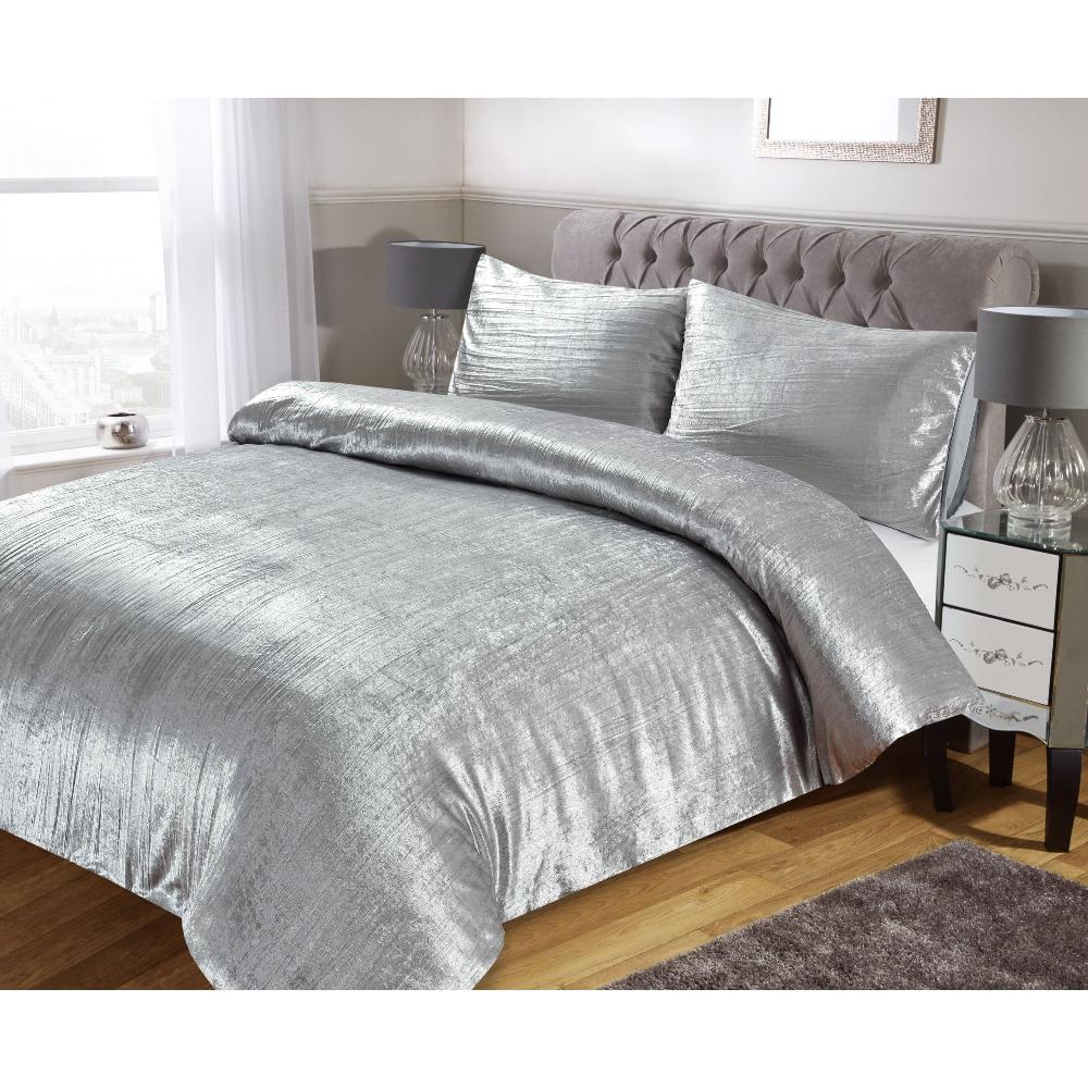 lewis's Adeline Crinkle Duvet Set - Silver