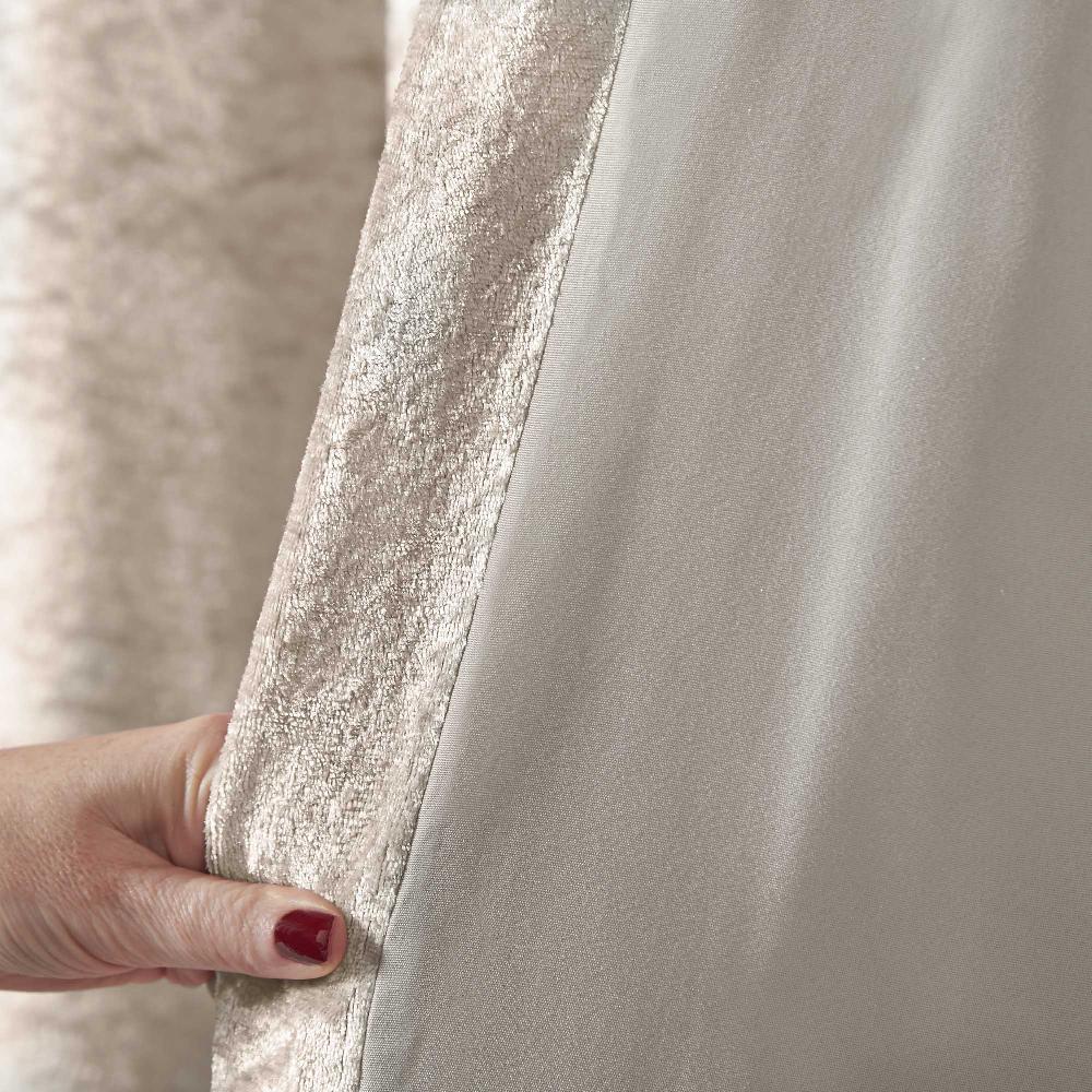 Lewis's Amelia Crushed Velvet Eyelet Curtains - Mink