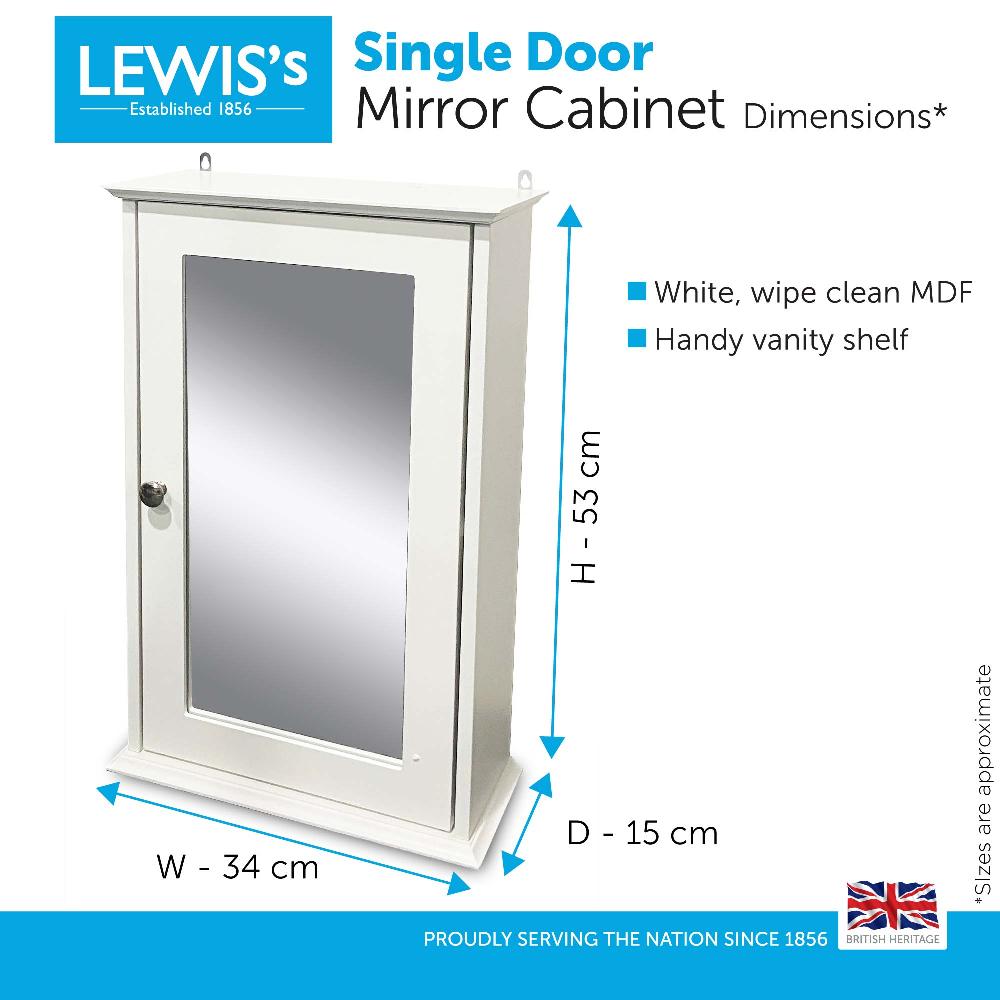 Lewis's Lewis's Bathroom Single Door Mirror Cabinet