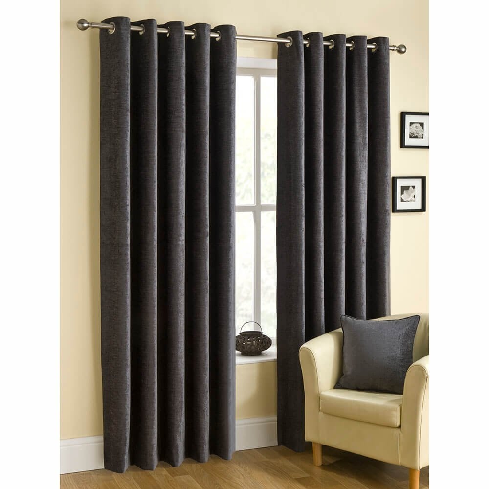 lewis's Buckingham Chenille Eyelet Curtains - Pewter