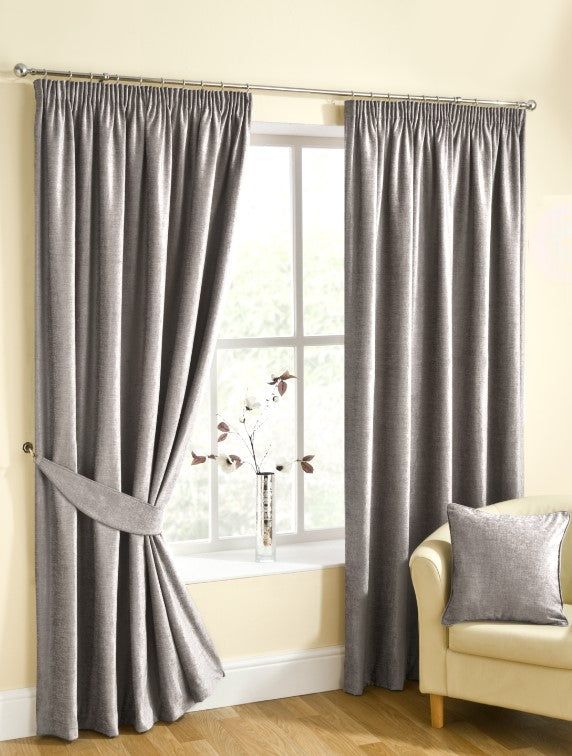 lewis's Buckingham Chenille Tape Curtains - Silver