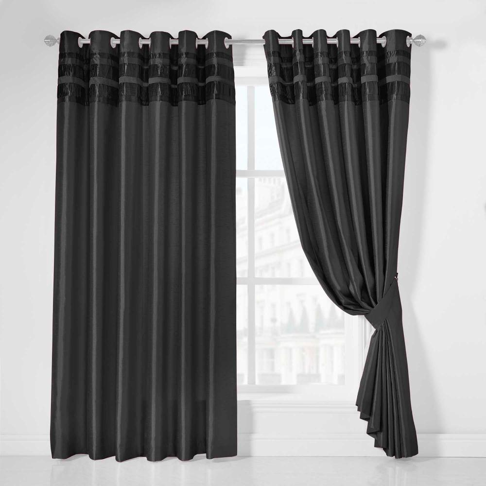 Lewis's Denver Lined Eyelet Curtains - Black