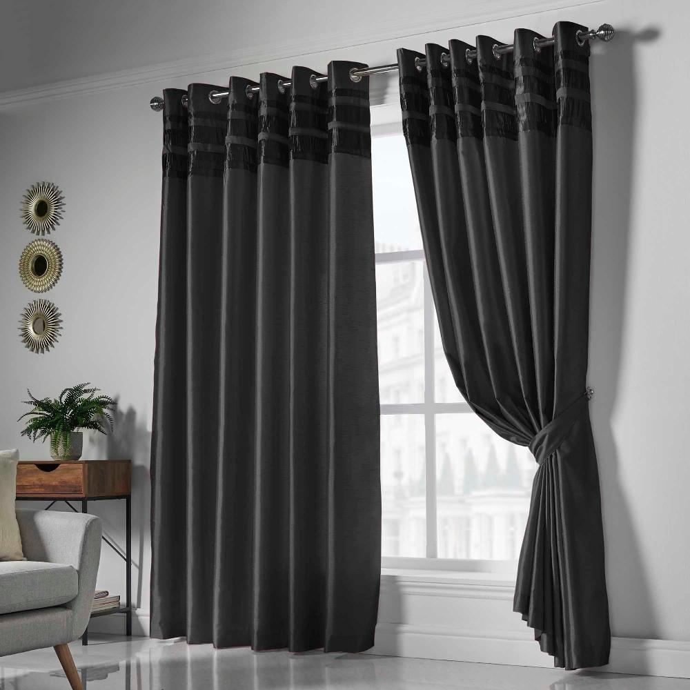 lewis's Denver Lined Eyelet Curtains - Black