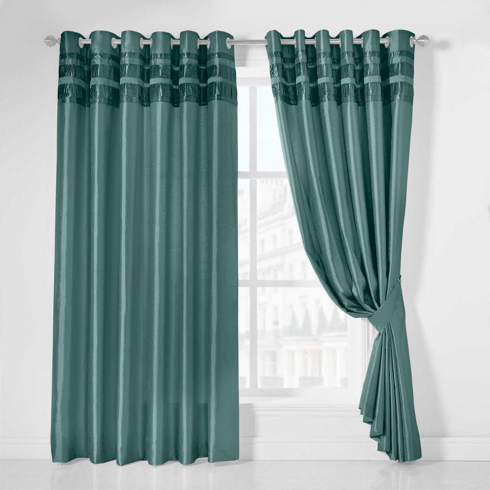 Lewis's Denver Lined Eyelet Curtains - Jade