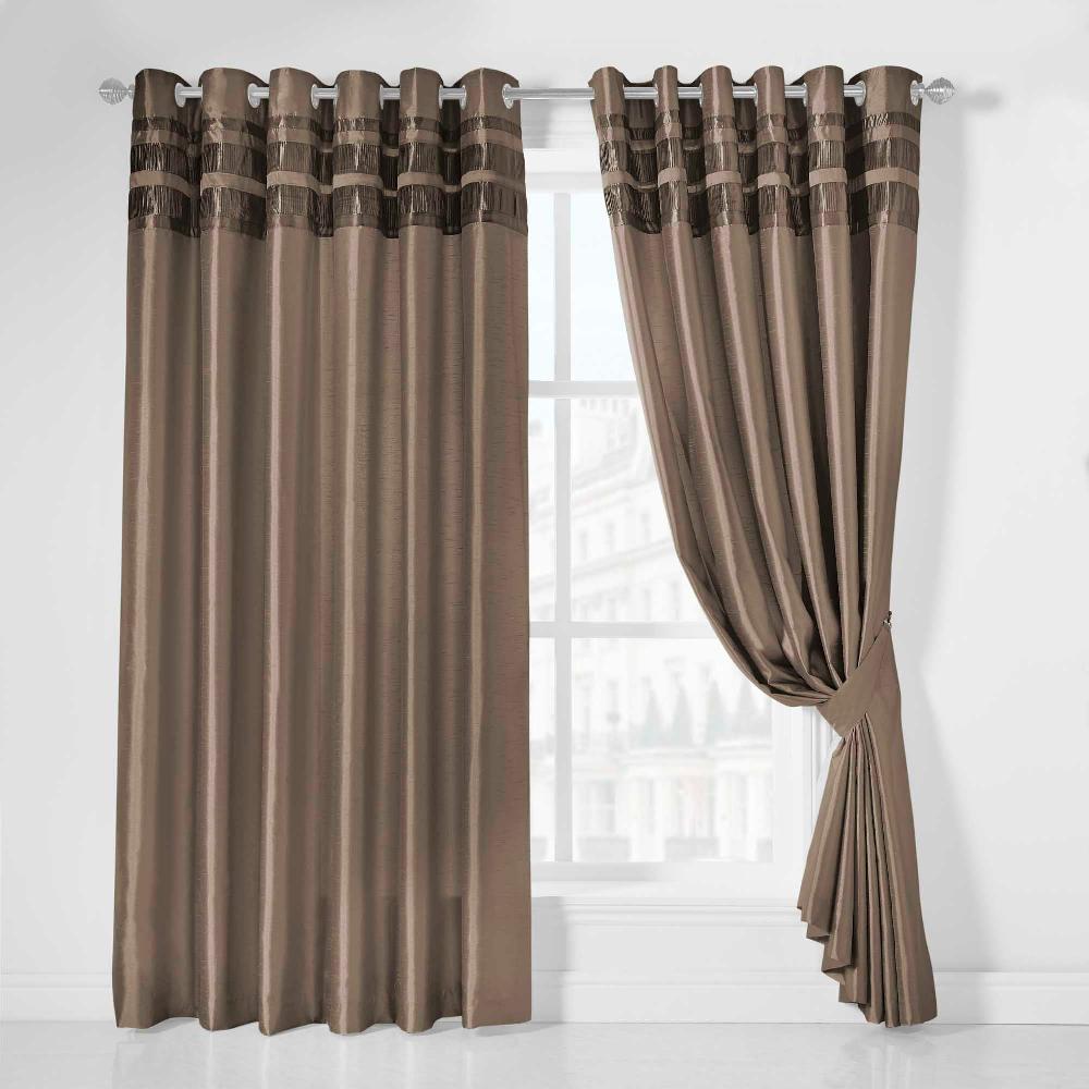 Lewis's Denver Lined Eyelet Curtains - Mink