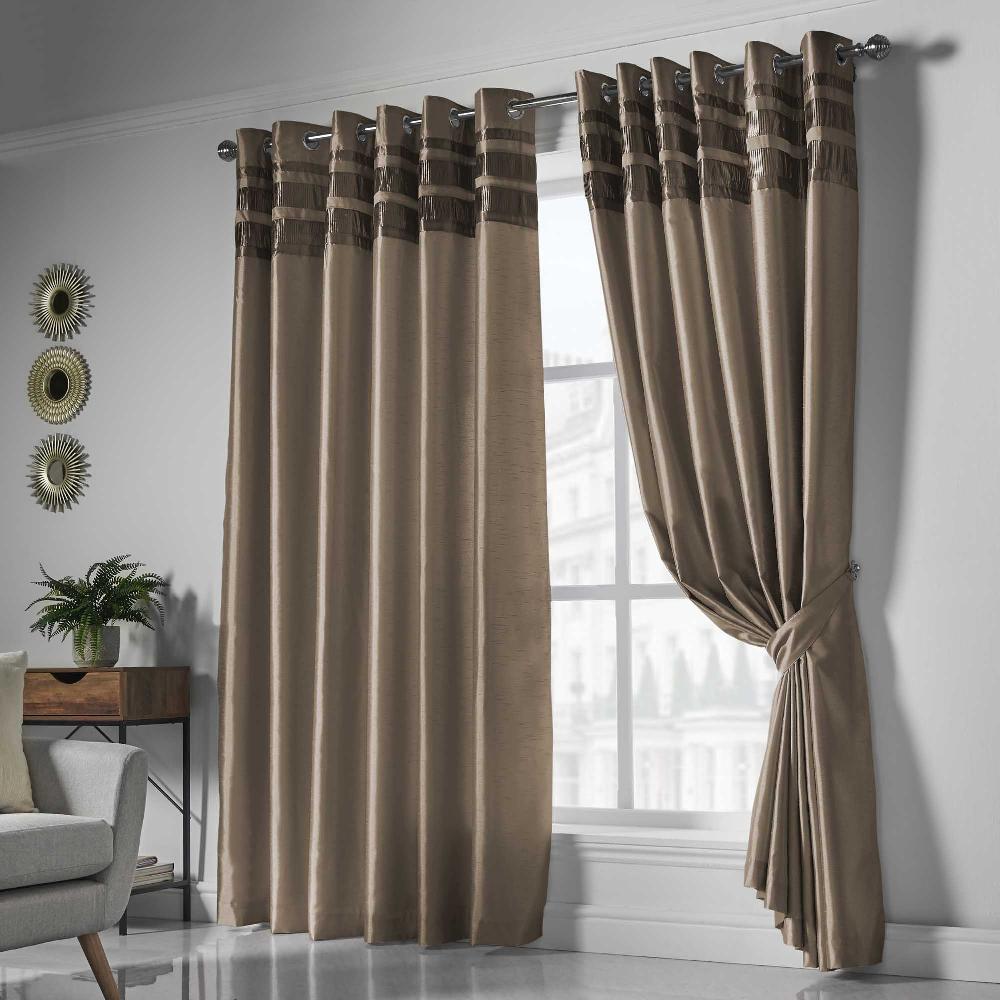 lewis's Denver Lined Eyelet Curtains - Mink