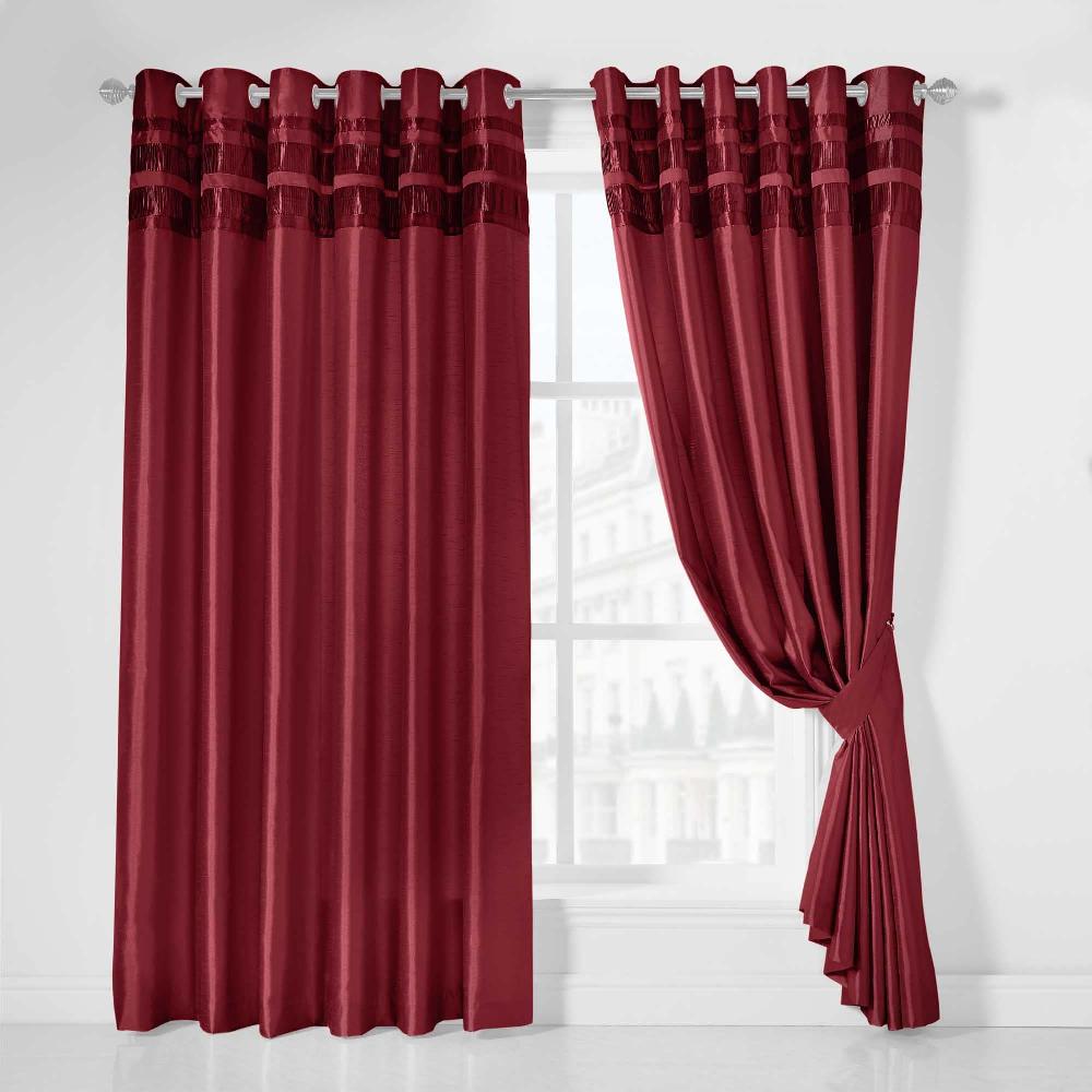 Lewis's Denver Lined Eyelet Curtains - Red