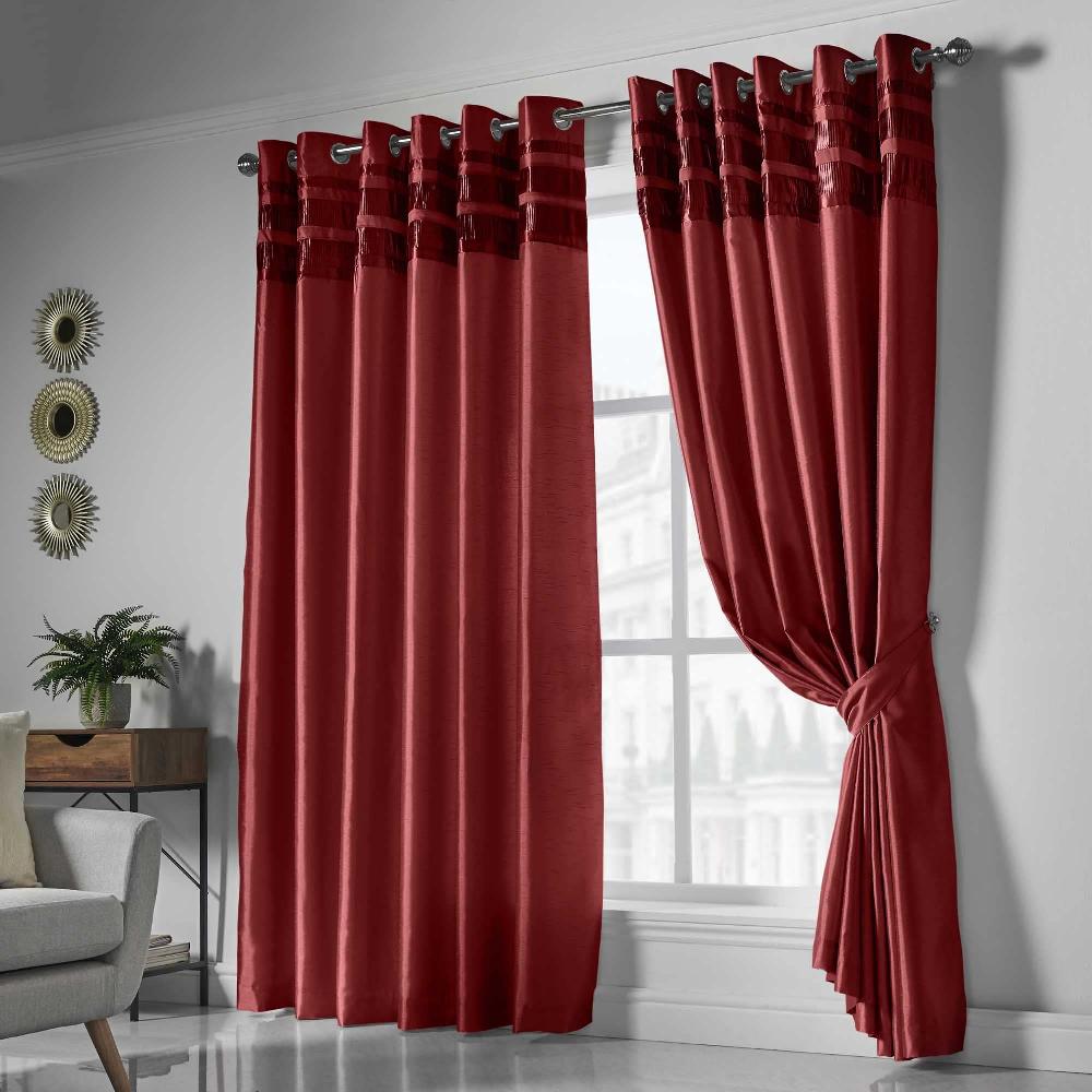 lewis's Denver Lined Eyelet Curtains - Red