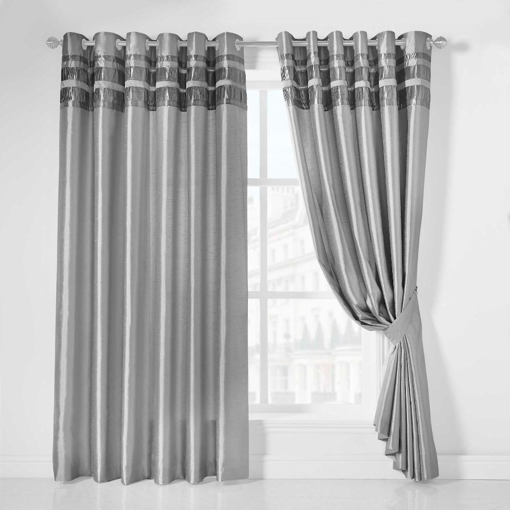 Lewis's Denver Lined Eyelet Curtains - Silver