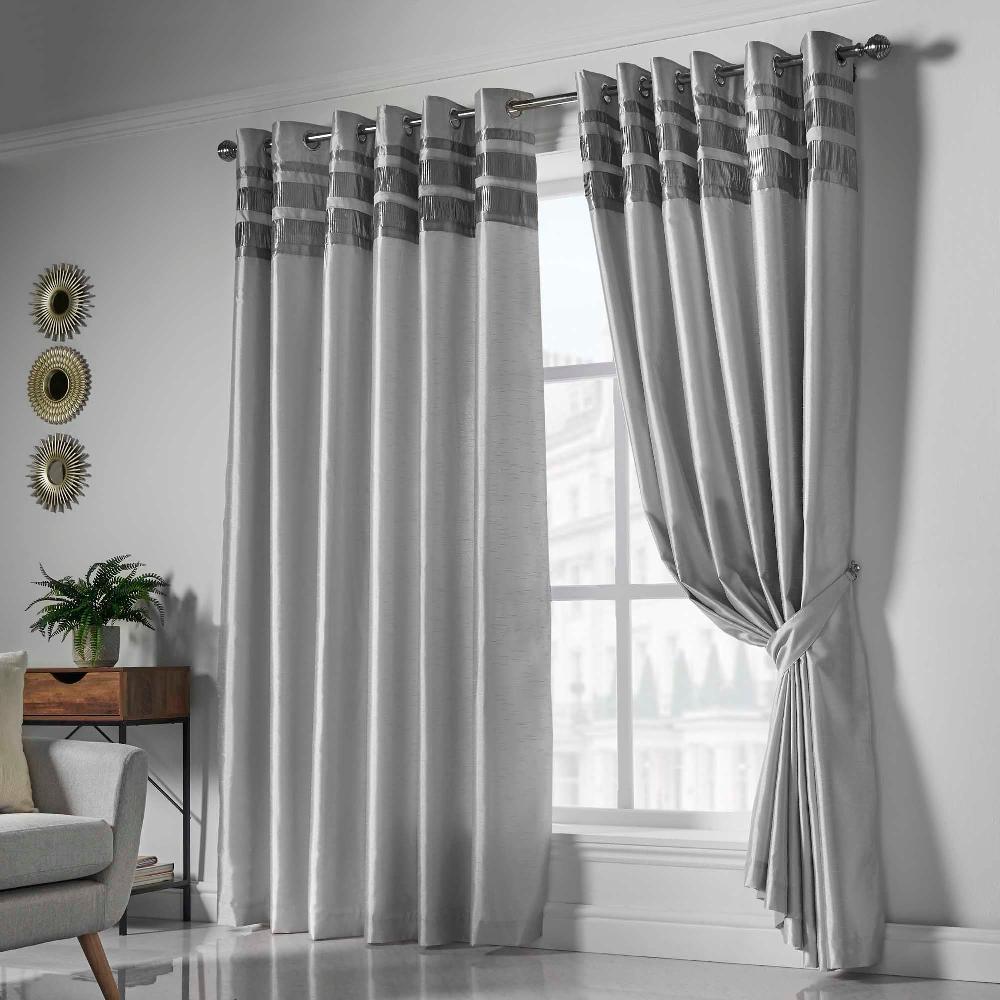lewis's Denver Lined Eyelet Curtains - Silver