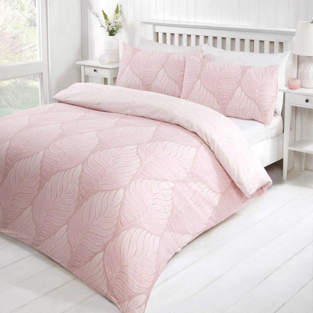 Lewis's Foglia Duvet Set - Pink