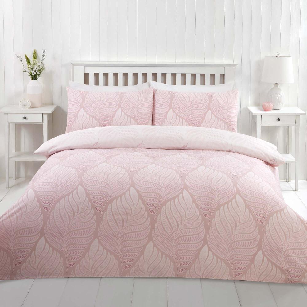 lewis's Foglia Duvet Set - Pink
