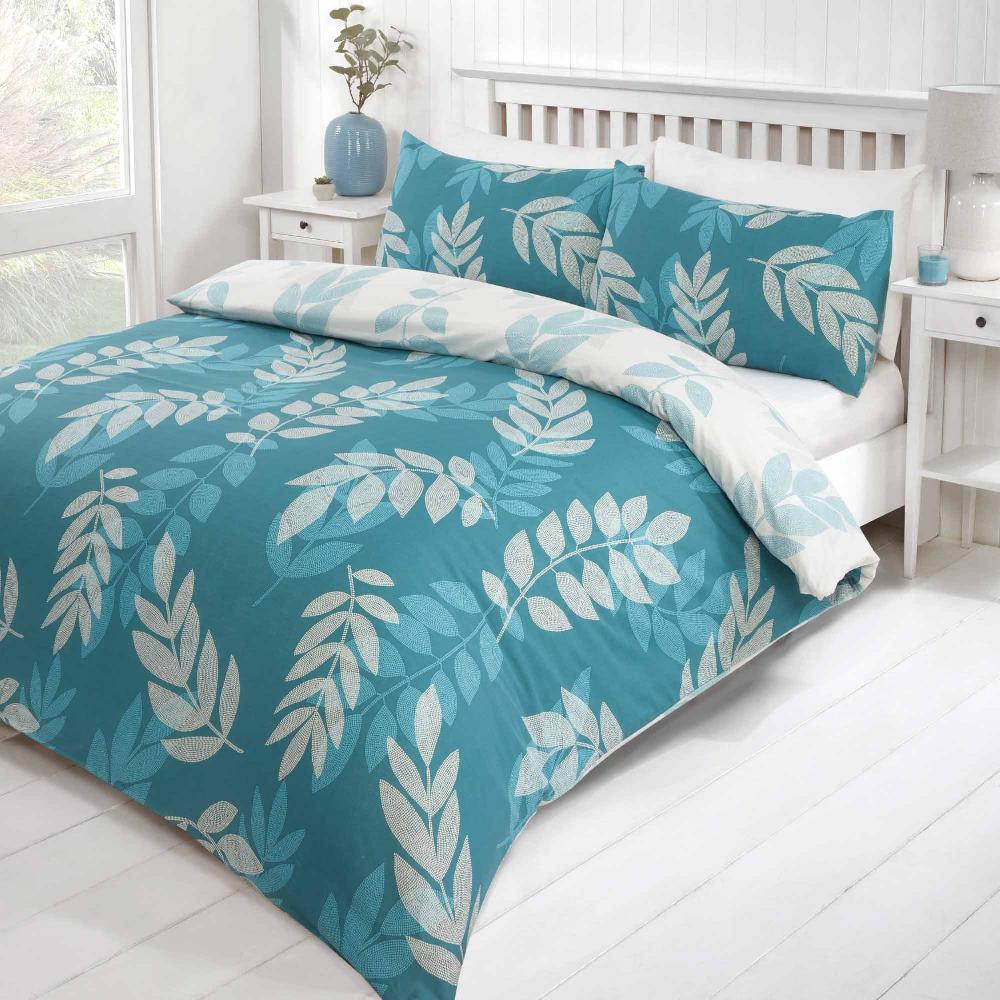 Lewis's Frond Duvet Set - Teal