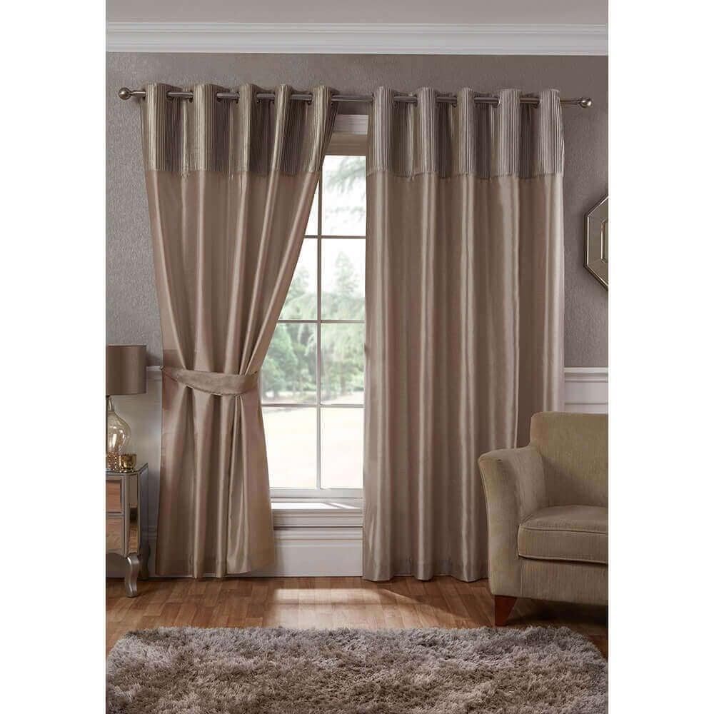 lewis's Geneva Faux Silk Eyelet Curtains - Mink