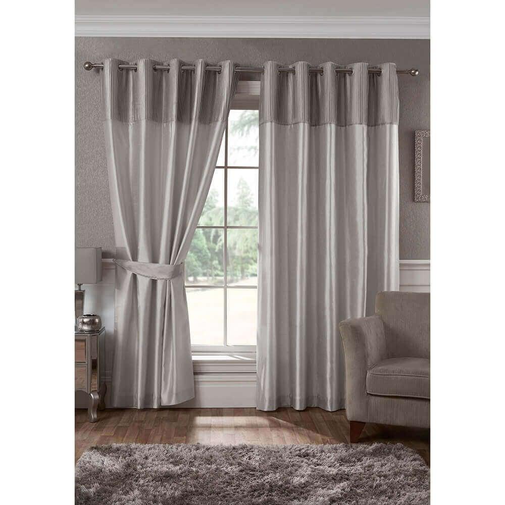 lewis's Geneva Faux Silk Eyelet Curtains - Silver