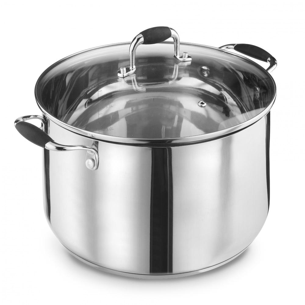 Lewis's Lewis's Induction Stock Pot With Stainless Steel Lid (Silver 28cm)