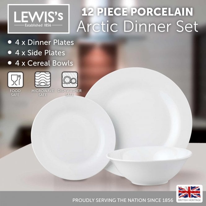Lewis's Lewis's 12 Piece Dinner Set - Arctic White