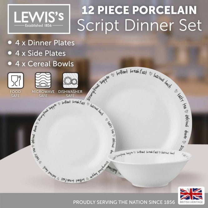Lewis's Lewis's 12 Piece Dinner Set - Decal