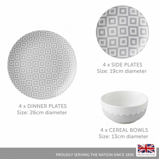 Lewis's Lewis's 12 Piece Dinner Set - Geo