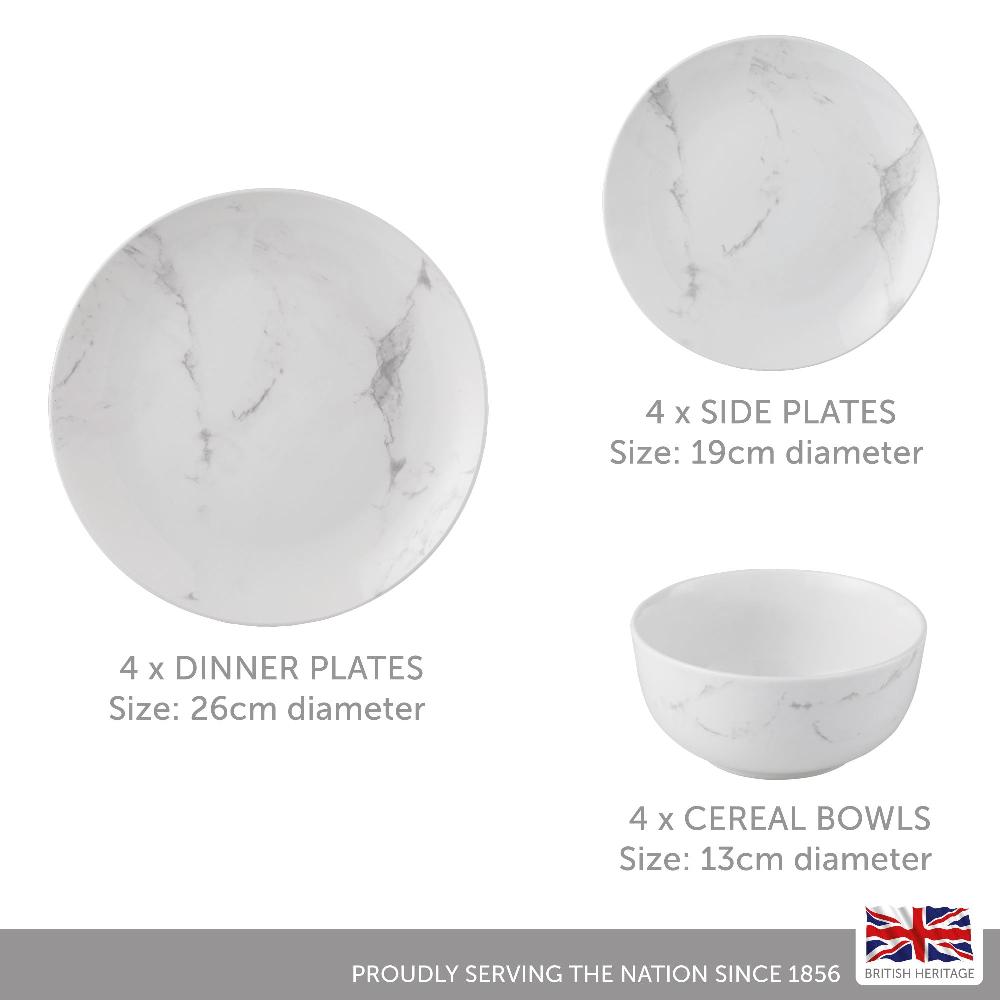 lewis's Lewis's 12 Piece Dinner Set - Marble