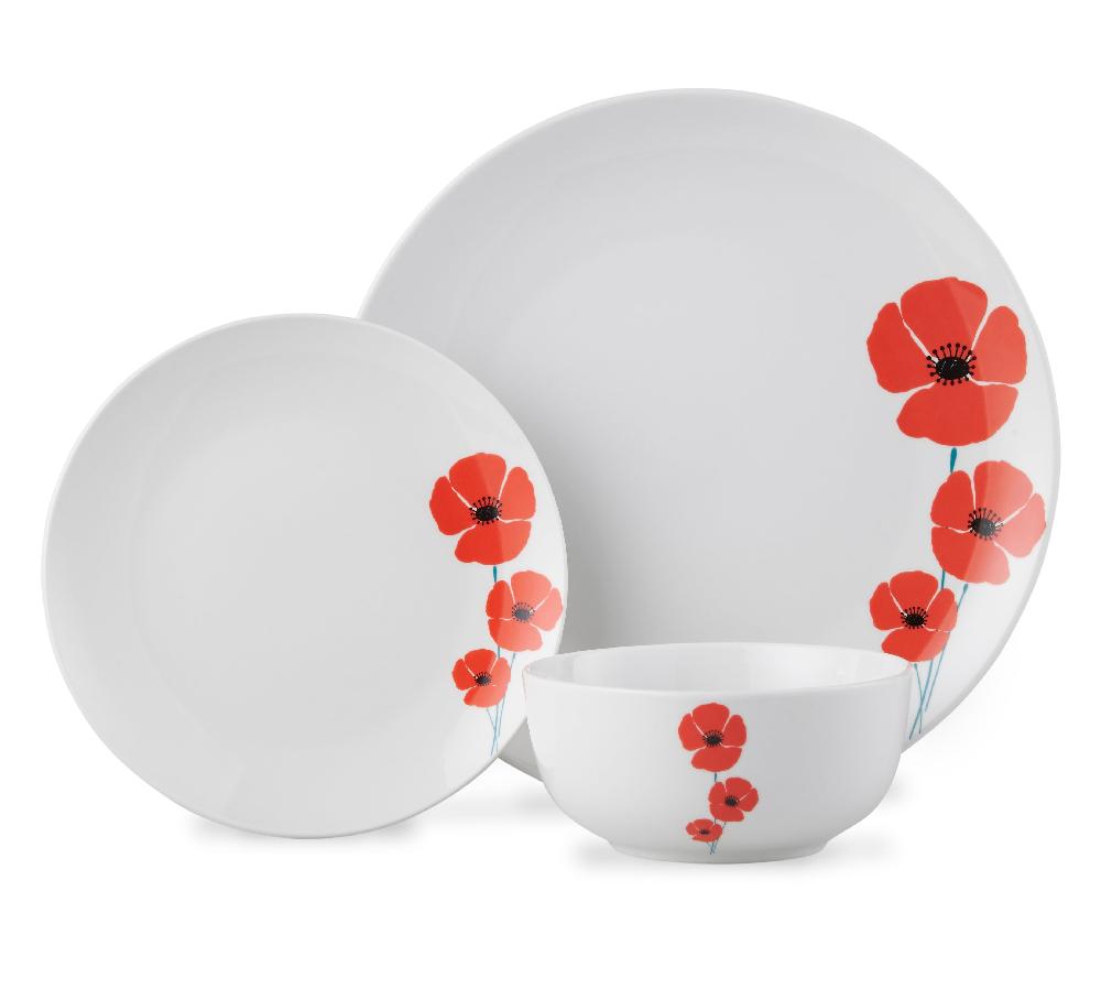 lewis's Lewis's 12 Piece Dinner Set Poppy
