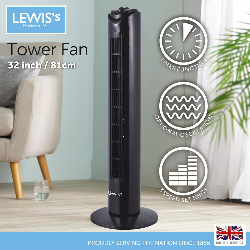 Lewis's Lewis's 32 Inch Tower Fan - Black