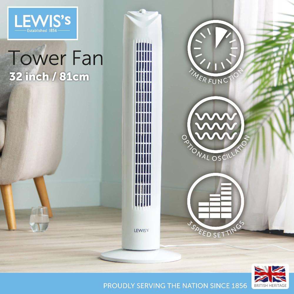 Lewis's Lewis's 32 Inch Tower Fan - White