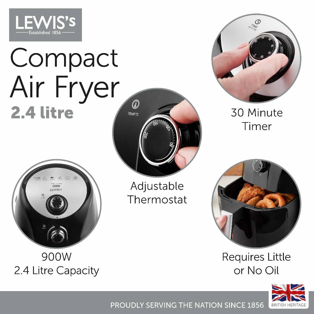 Lewis's Lewis's Compact Air Fryer 2.4L 900W - Black