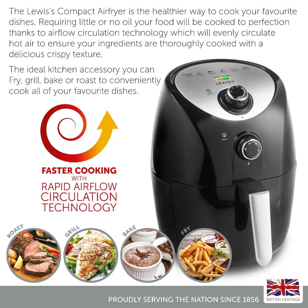 Lewis's Lewis's Compact Air Fryer 2.4L 900W - Black