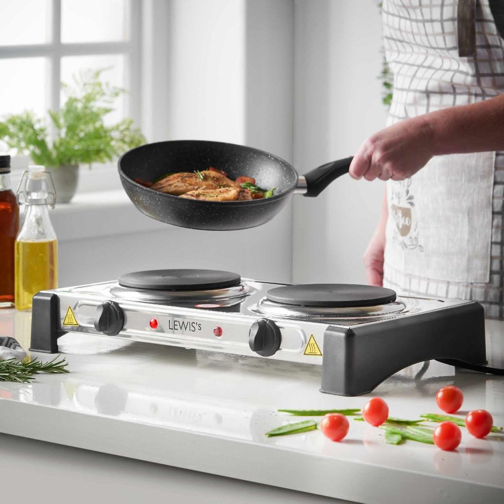 Lewis's Lewis's Hotplate Twin - Stainless Steel