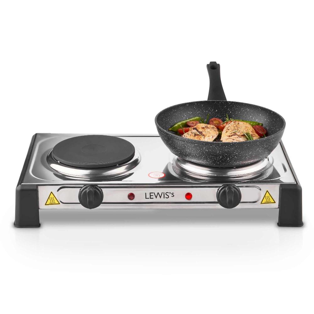 Lewis's Lewis's Hotplate Twin - Stainless Steel
