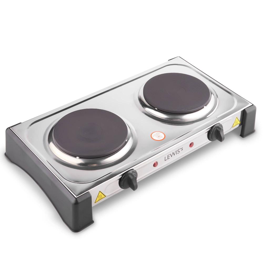 lewis's Lewis's Hotplate Twin - Stainless Steel